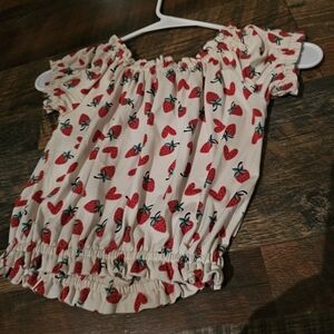 Shosho Cream and Red Strawberry Kids Blouse